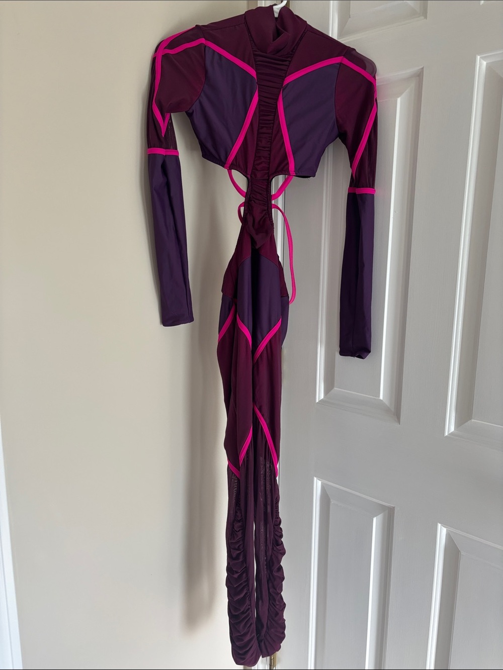 Kids Dance Costume - Purple with Hot Pink Trim